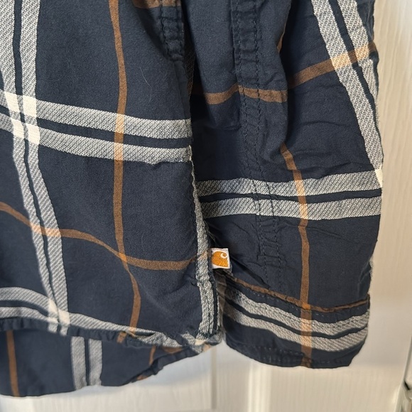 Youth size 14-16 Carhartt blue plaid button down shirt - Picture 3 of 6